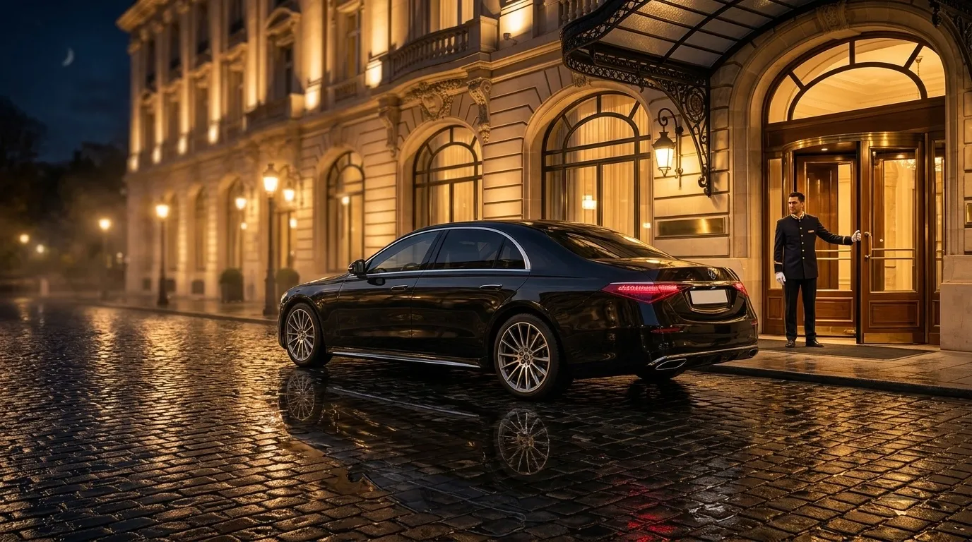 Premium Chauffeur Service München bei Sonnenuntergang