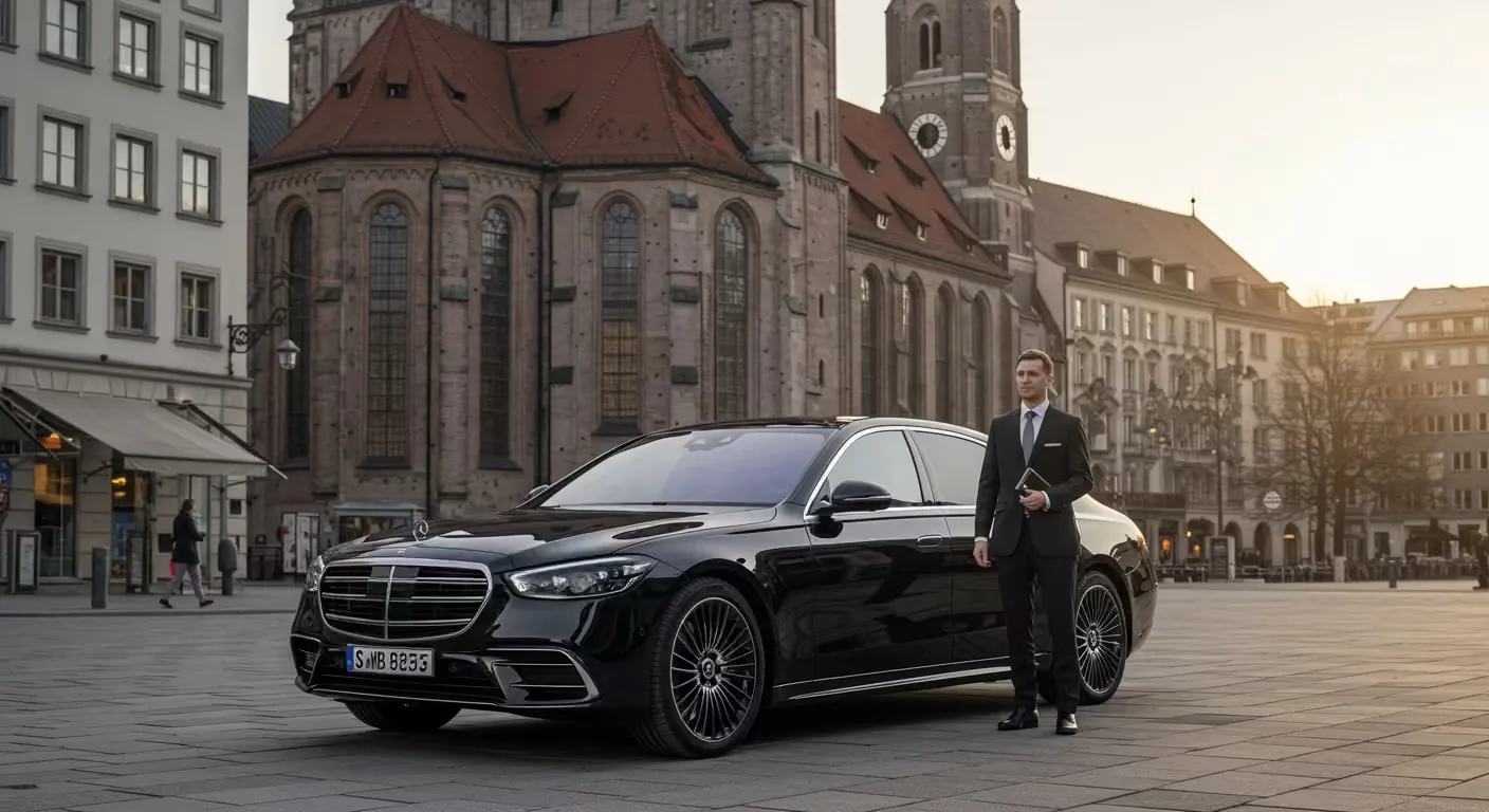 Premium Mercedes Limousine im Abendlicht